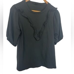 J Crew black blouse, cute neck like and puffy sleeves. Classic & feminine!